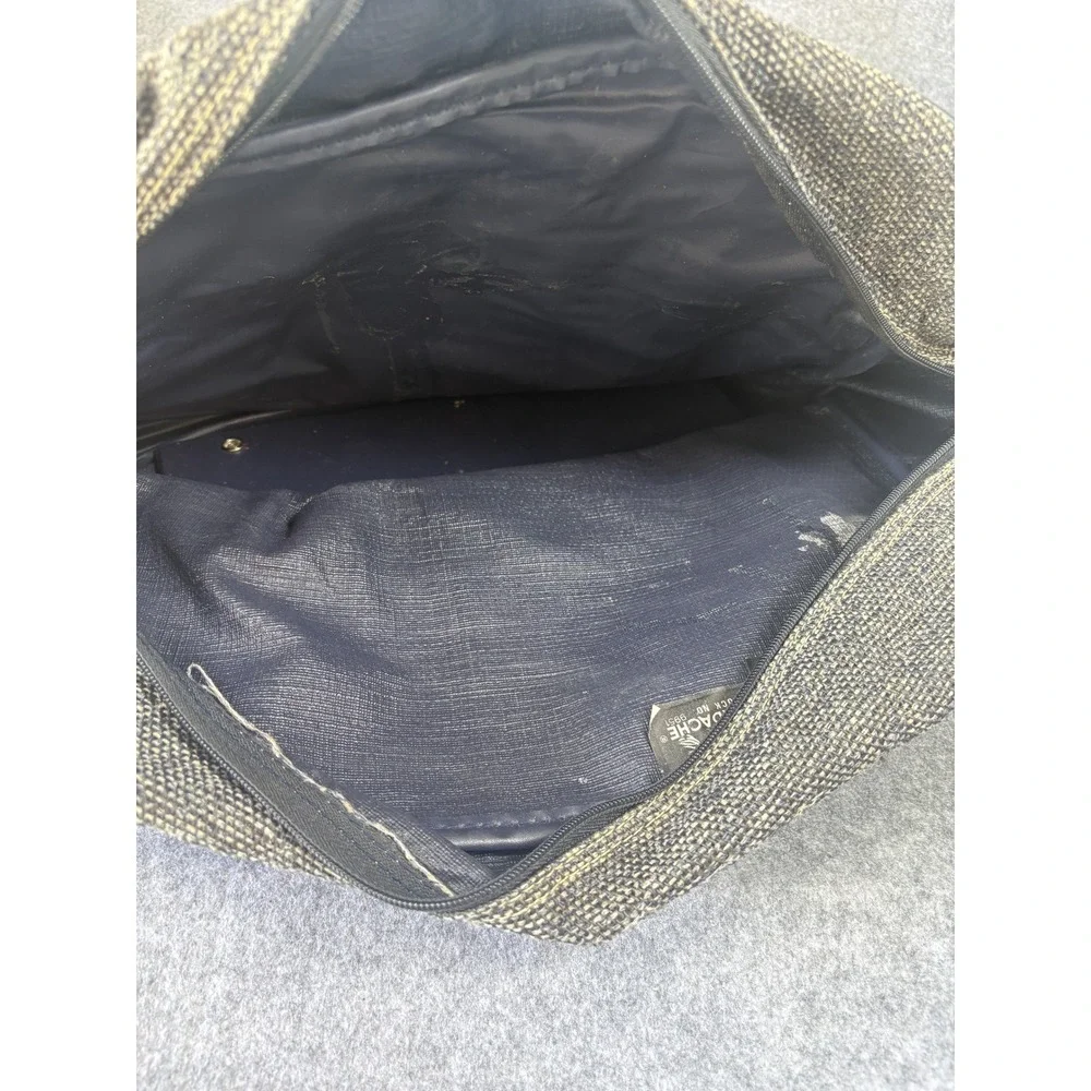 Jordache Vintage Messenger Bag Medium Gray‎ Tweed Faux Leather Trim Crossbody